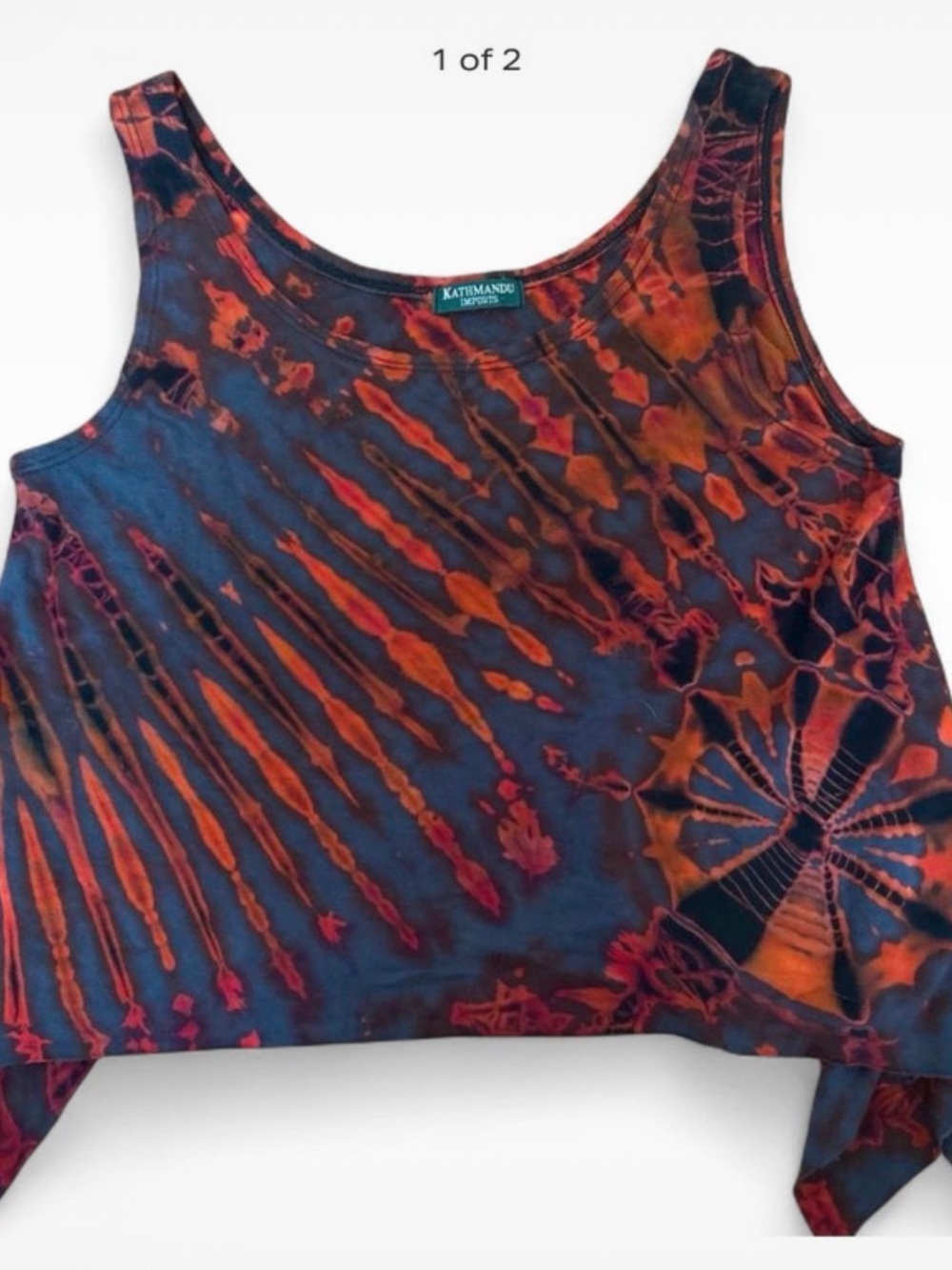Kathmandu Orange & Navy Tie-Dye Tank